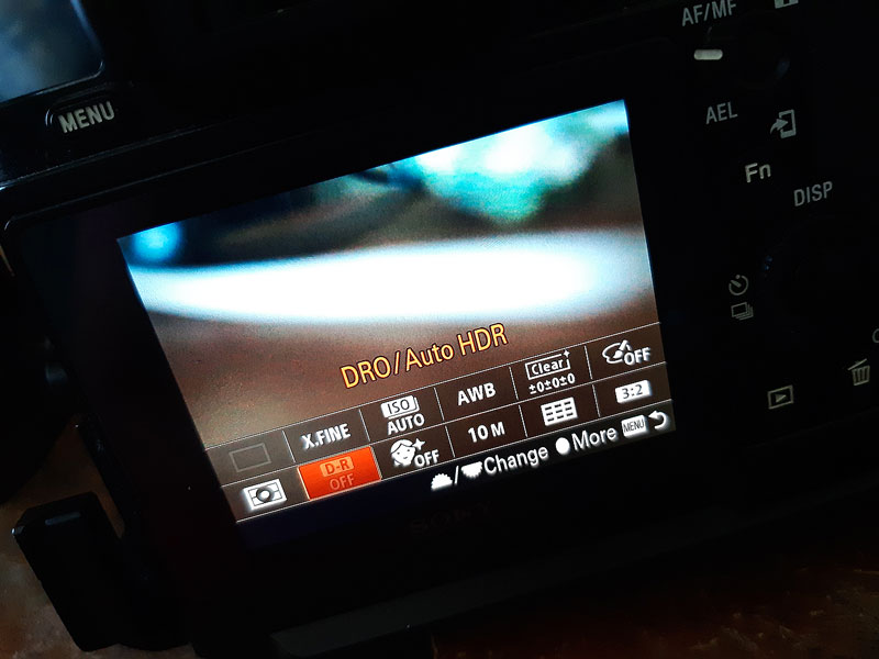 on screen sony a7
